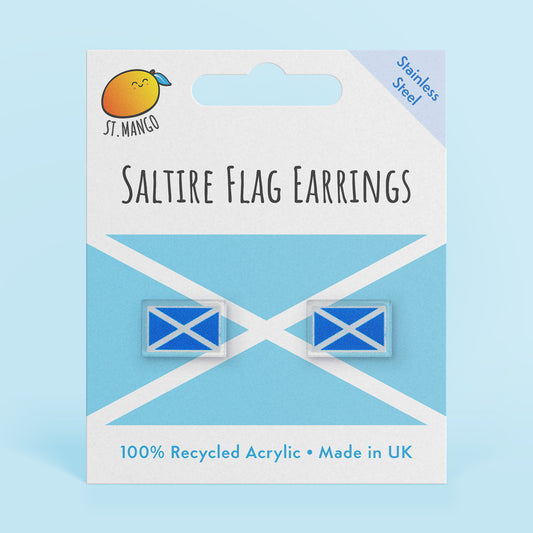 Scotland Saltire Flag Stud Earrings