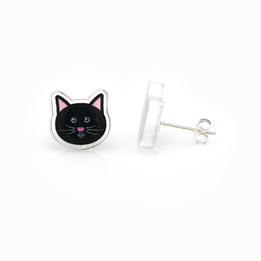 Black Cat Stud Earrings