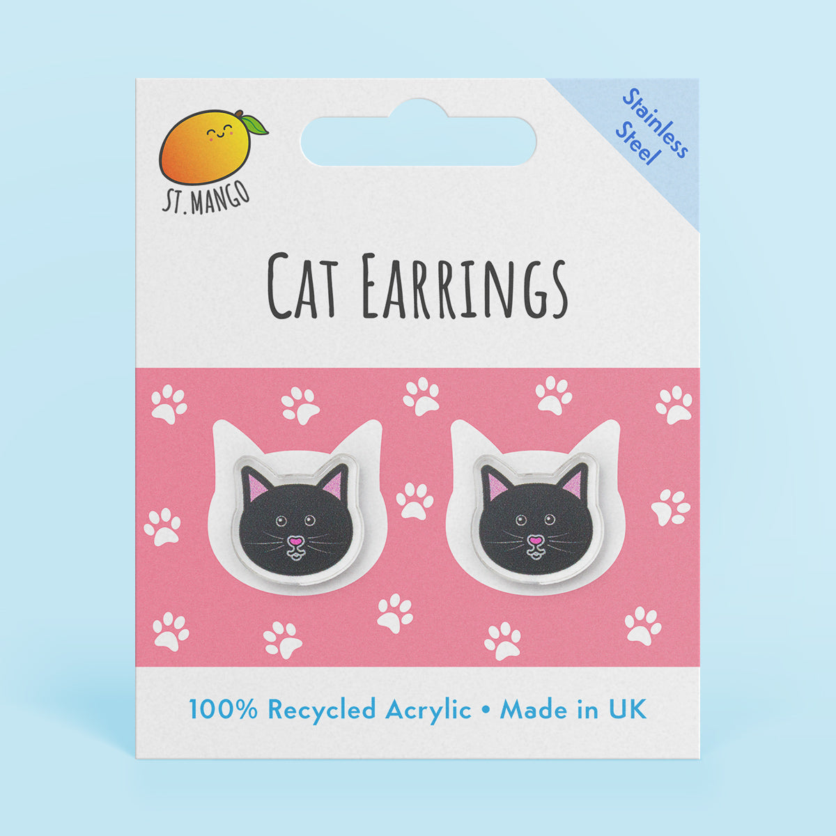Black Cat Stud Earrings