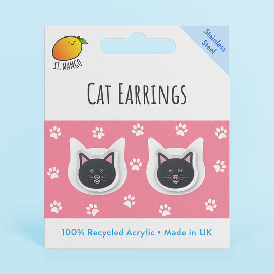 Black Cat Stud Earrings