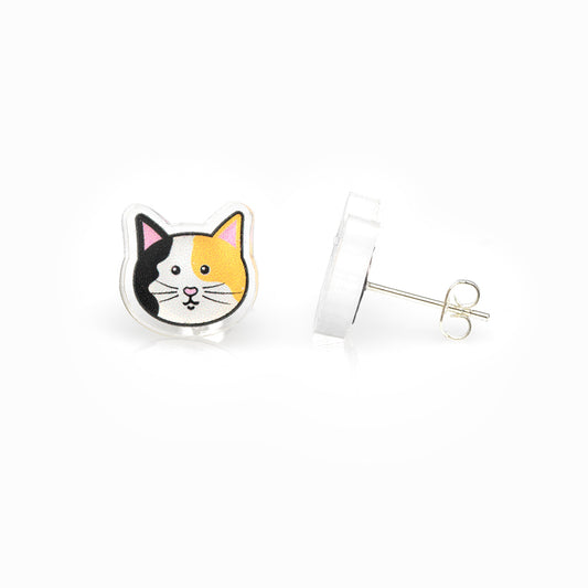 Tortoiseshell Cat Stud Earrings