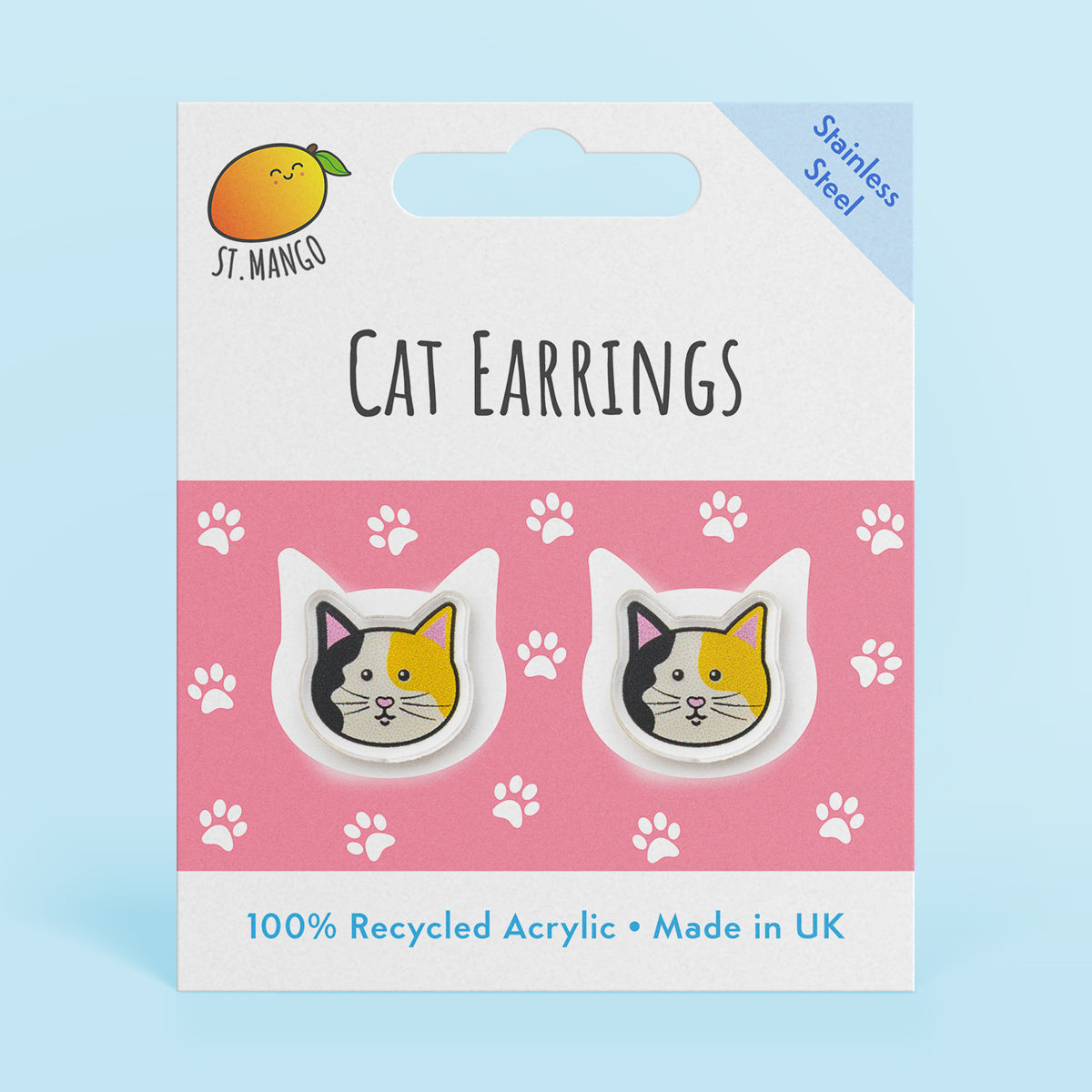 Tortoiseshell Cat Stud Earrings