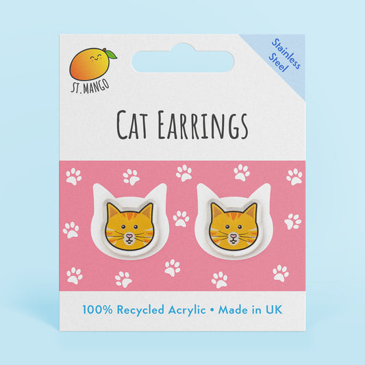 Orange Cat Stud Earrings