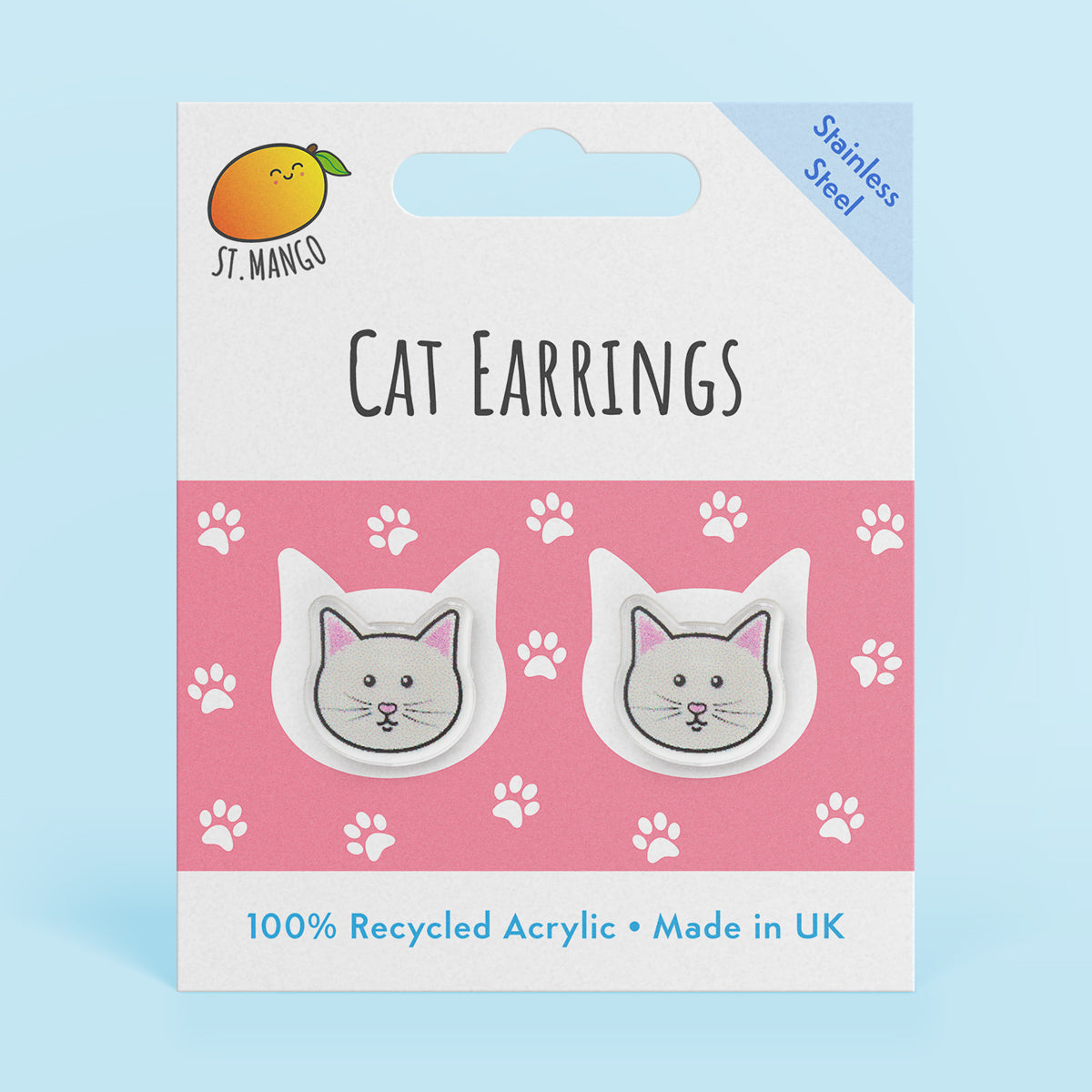 White Cat Stud Earrings