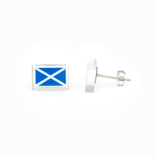 Scotland Saltire Flag Stud Earrings