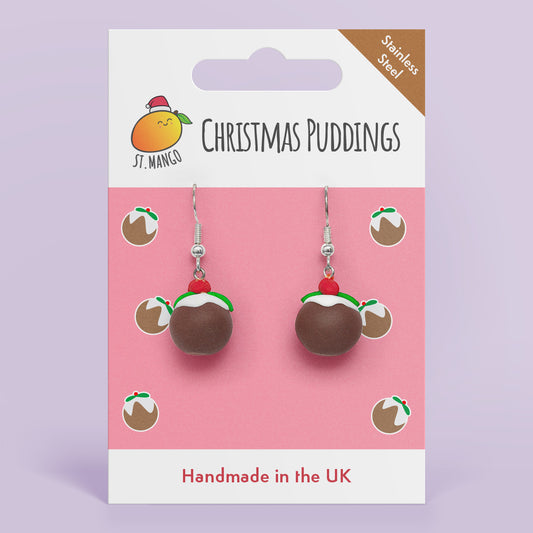 Christmas Pudding Dangle Earrings