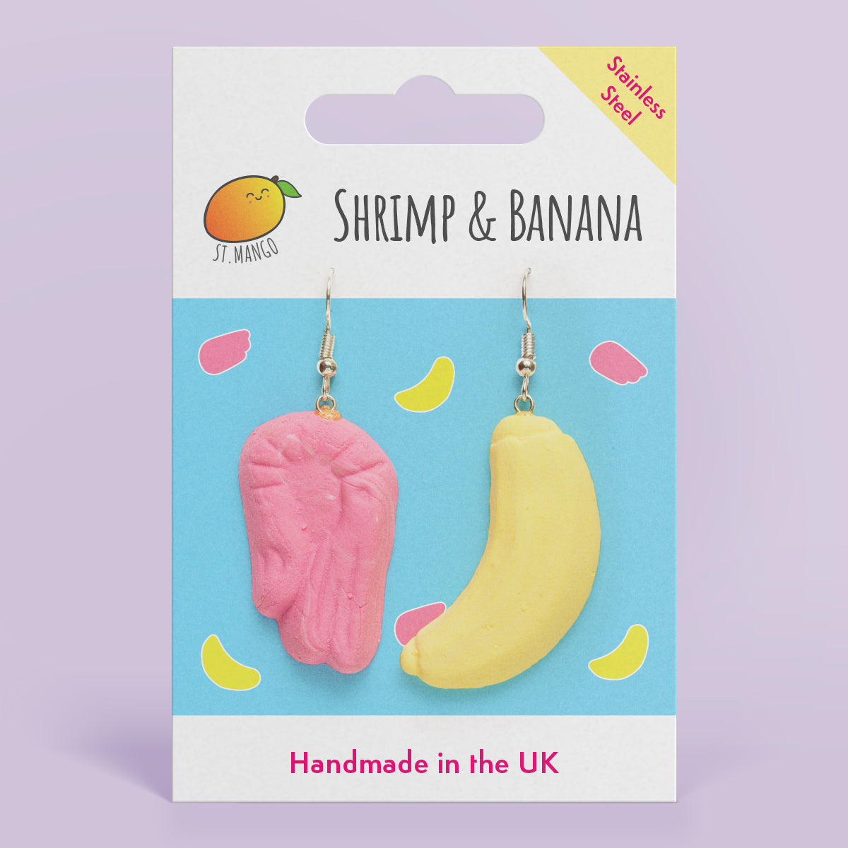 Shrimp & Banana Dangle Earrings