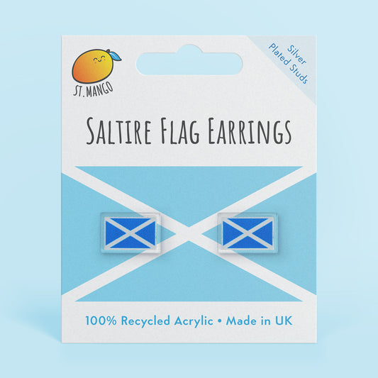 Scotland Saltire Flag Stud Earrings