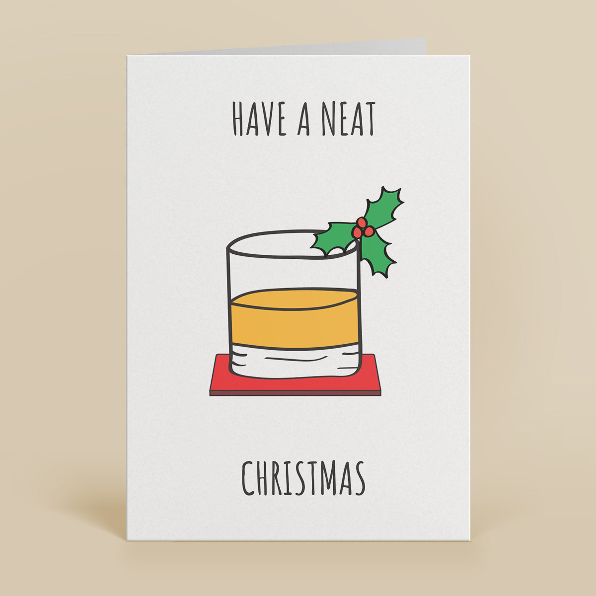 Whisky Neat Christmas Greetings Card