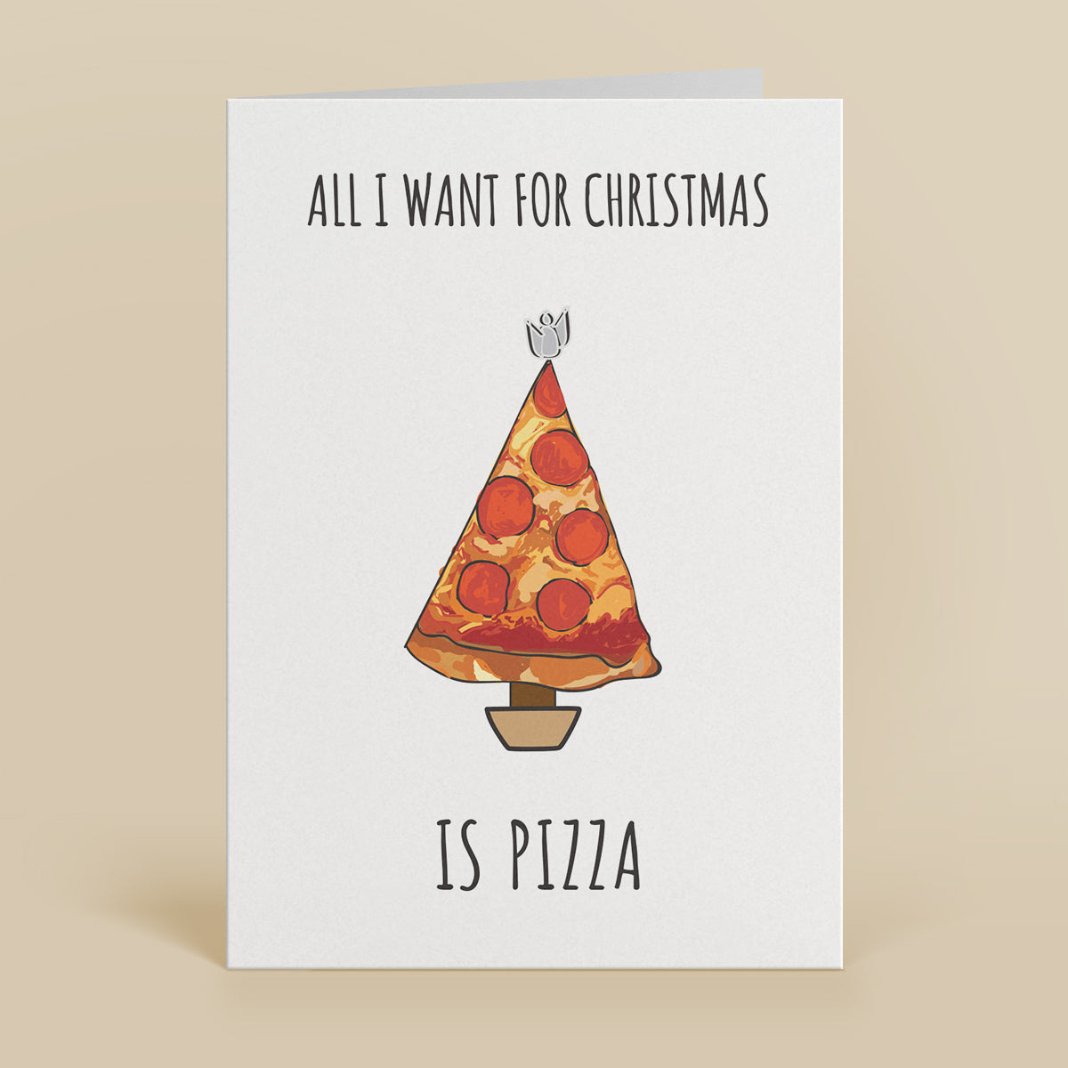 Pizza Tree Christmas Greetings Card