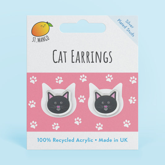 Black Cat Stud Earrings