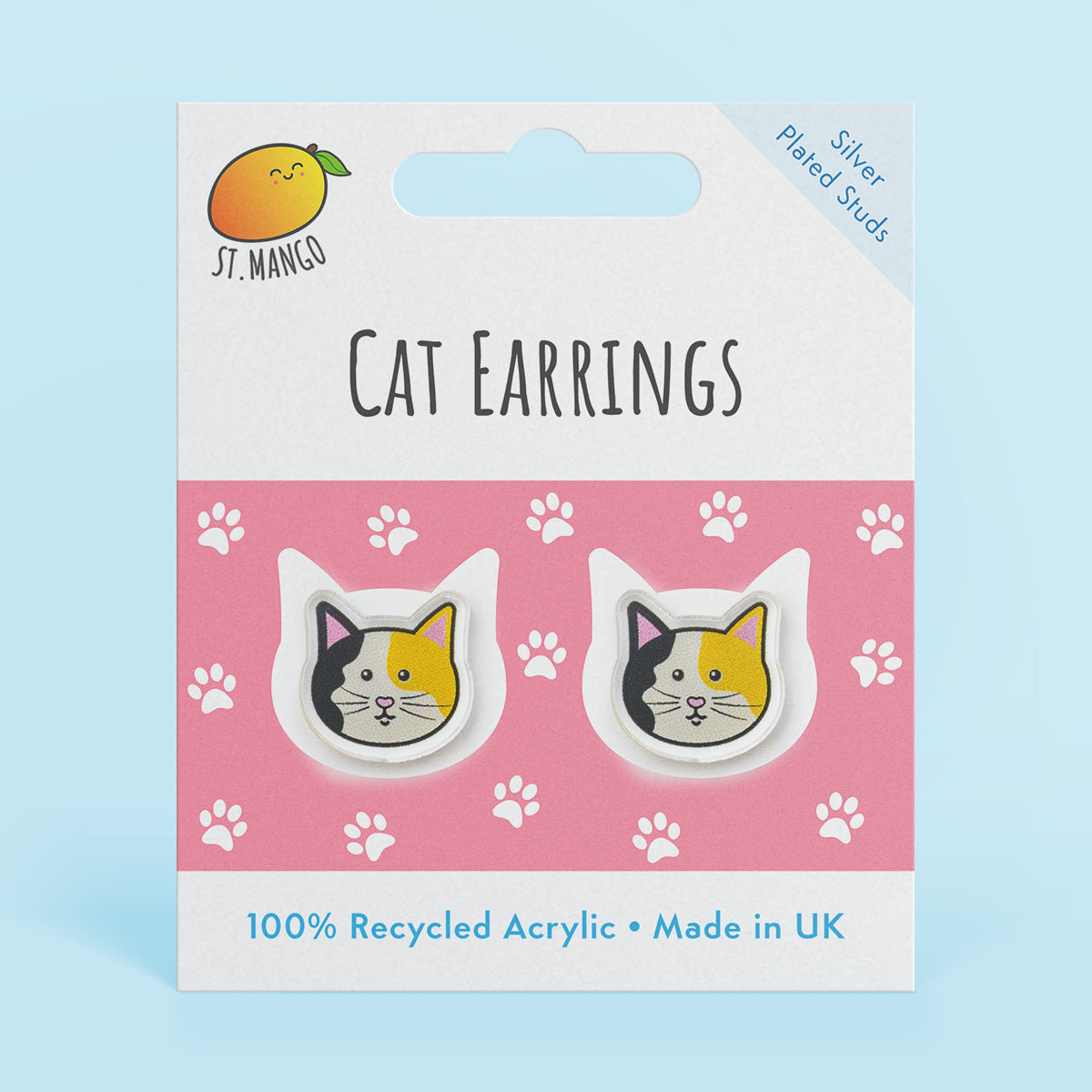 Tortoiseshell Cat Stud Earrings