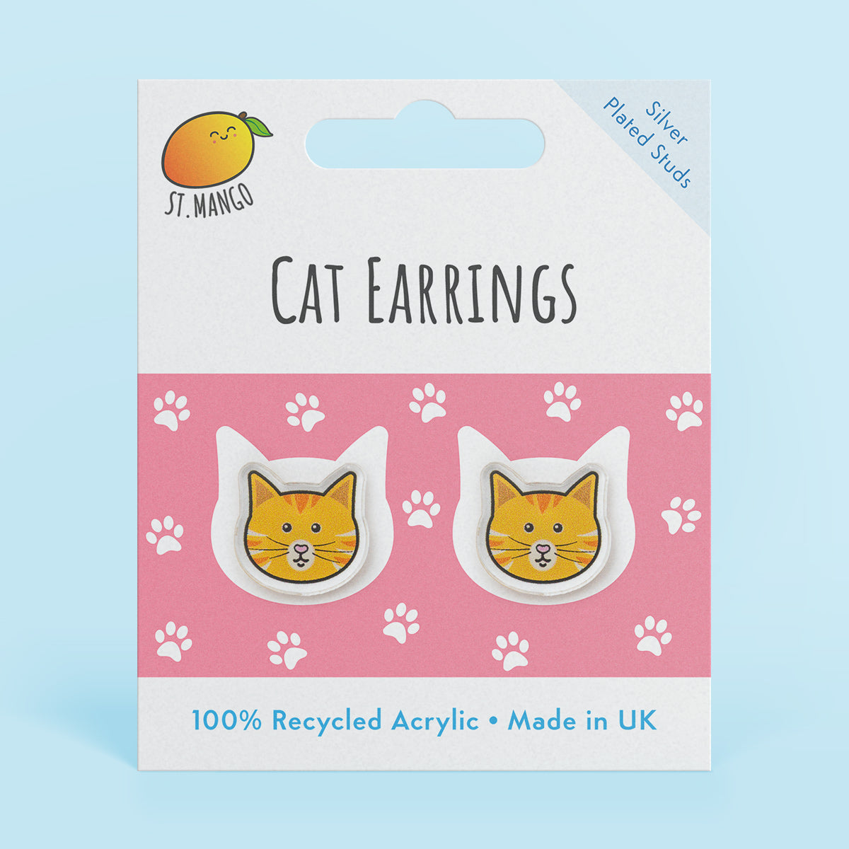 Orange Cat Stud Earrings