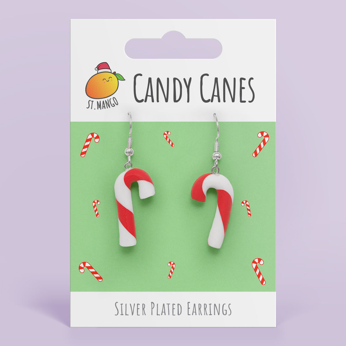 Christmas Candy Cane Dangle Earrings