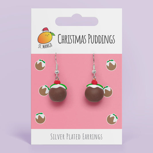 Christmas Pudding Dangle Earrings