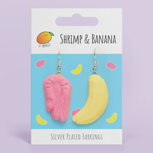 Shrimp & Banana Dangle Earrings