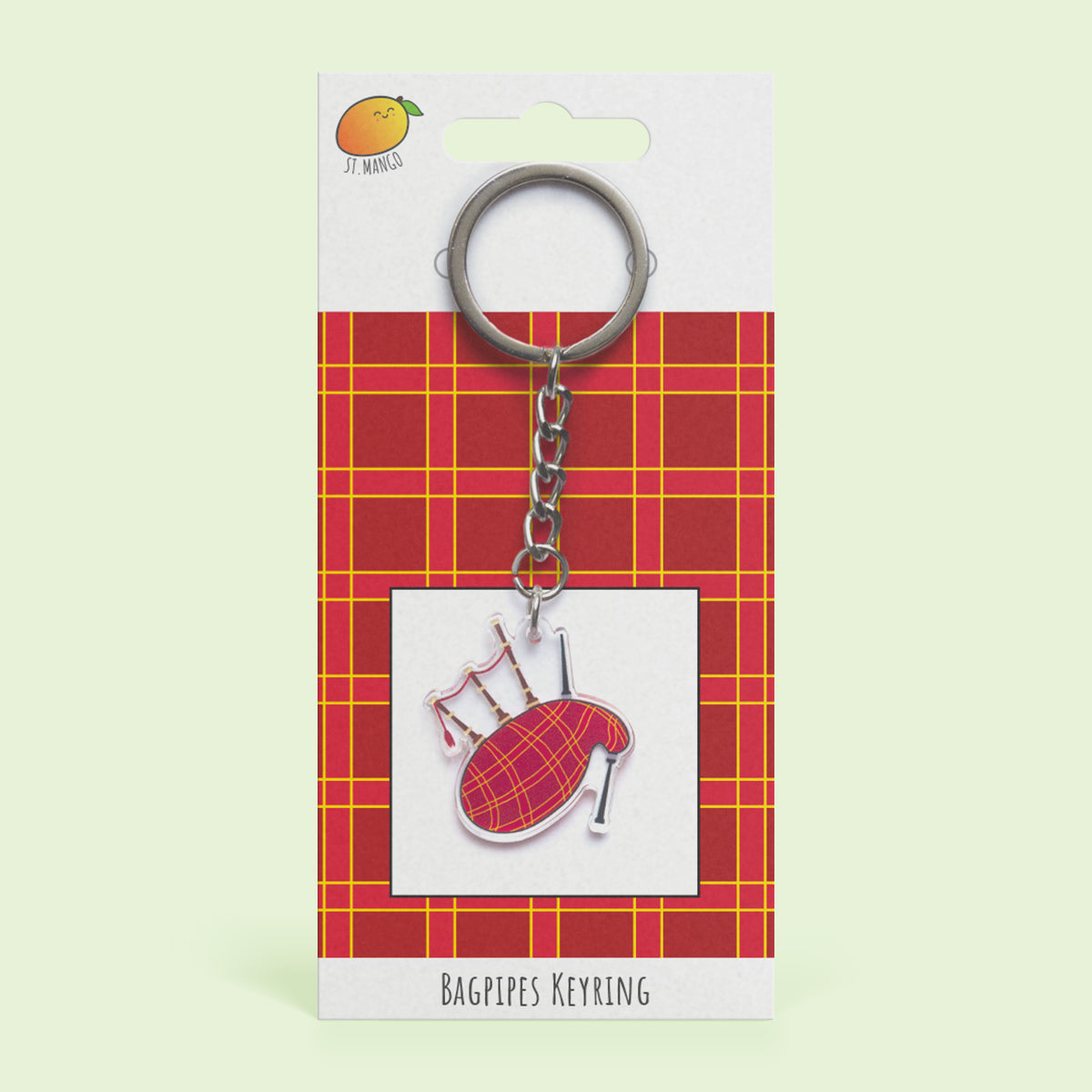 Tartan Bagpipes Acrylic Keyring