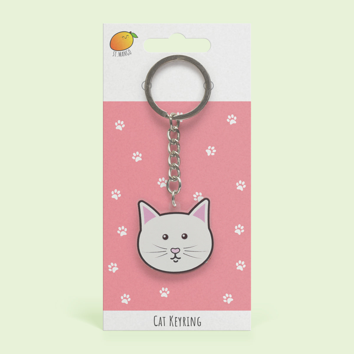 White Cat Acrylic Keyring