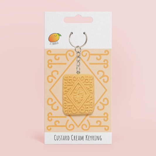 Custard Cream Sculpted Keyring