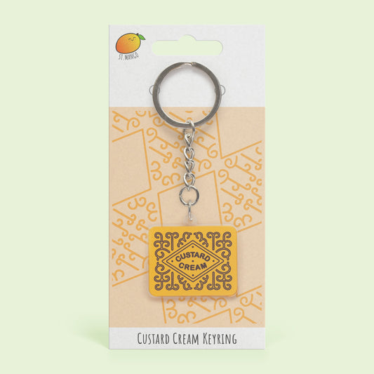 Custard Cream Biscuit Acrylic Keyring